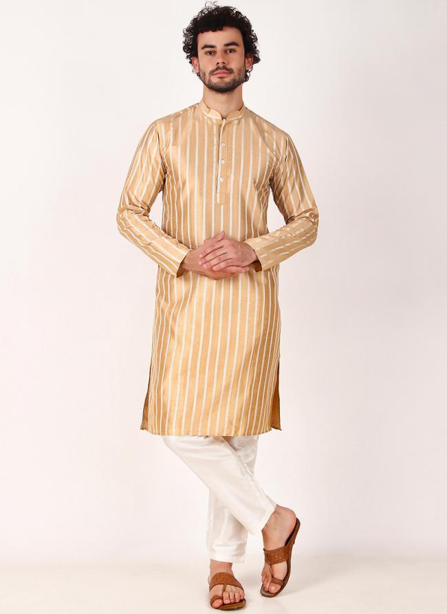 Art Silk Brown Casual Wear Weaving  Readymade Kurta Pajama